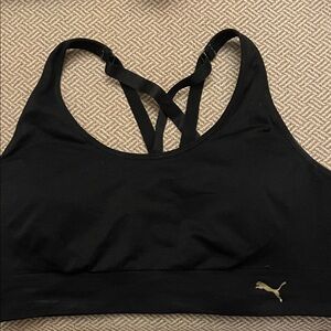 Puma Women's Black and Gold Sports Bra